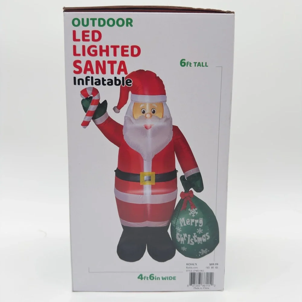 NEW 6FT LED Lighted Santa Inflatable Outdoor Christmas Yard Decoration